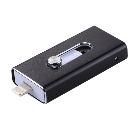 RQW-02 3 in 1 USB 2.0 & 8 Pin & Micro USB 128GB Flash Drive(Black) by buy2fix
