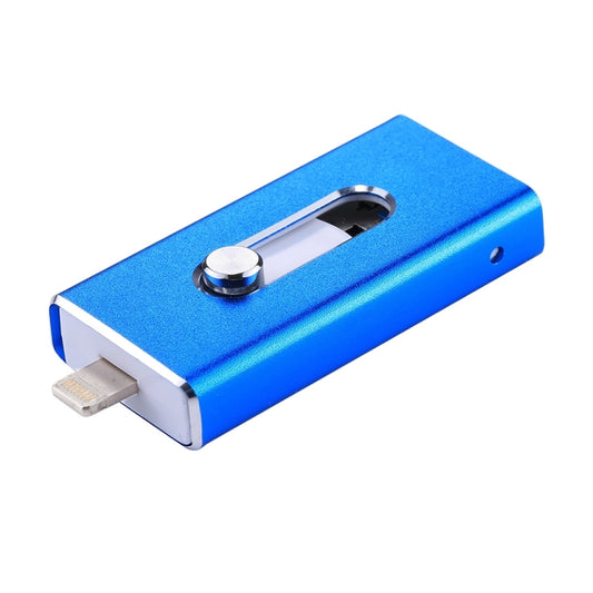 RQW-02 3 in 1 USB 2.0 & 8 Pin & Micro USB 16GB Flash Drive(Blue) by buy2fix