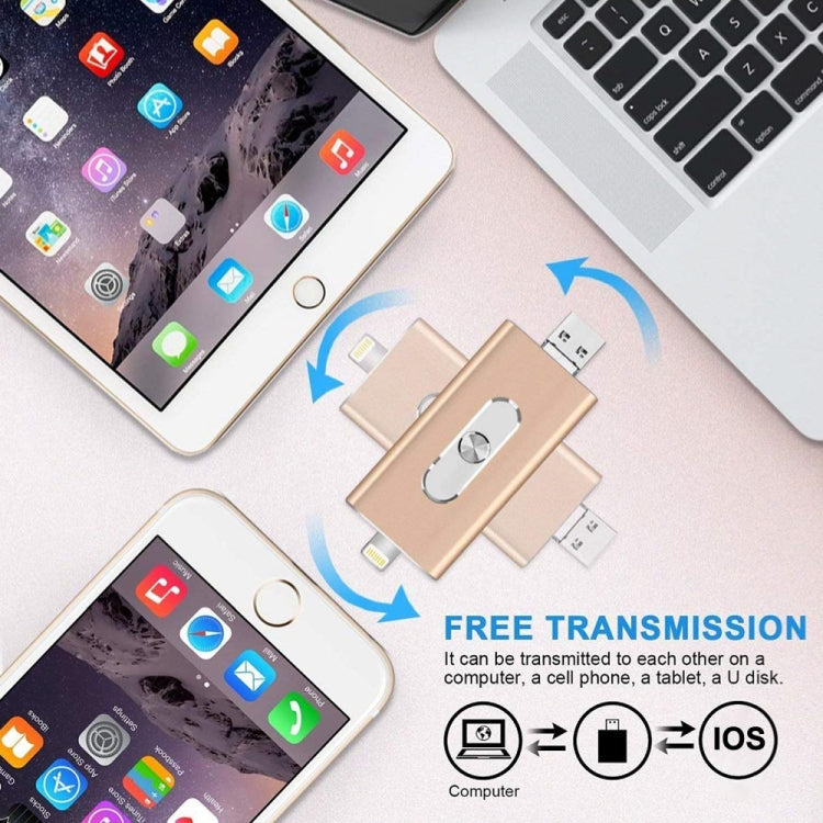 RQW-02 3 in 1 USB 2.0 & 8 Pin & Micro USB 16GB Flash Drive(Silver) by buy2fix