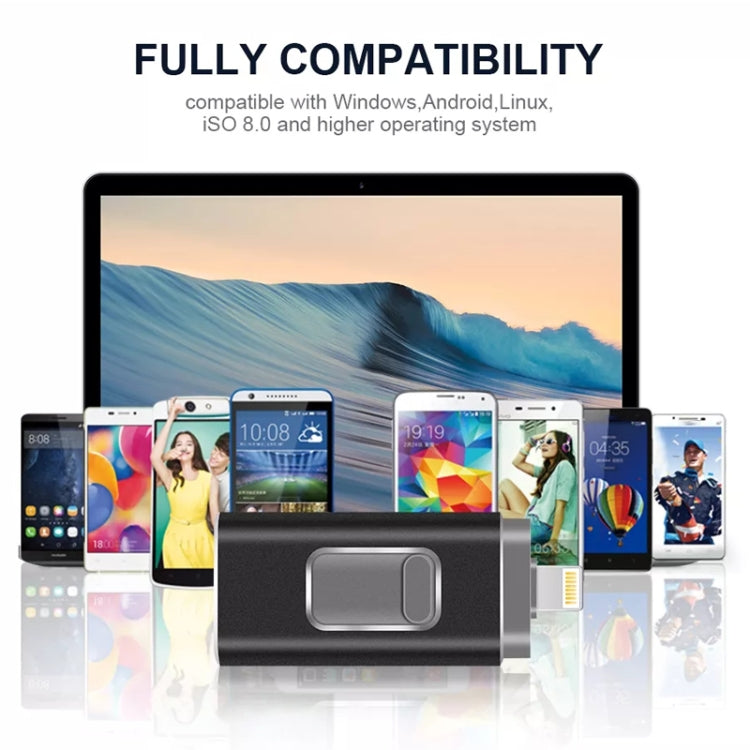 easyflash RQW-01B 3 in 1 USB 2.0 & 8 Pin & Micro USB 128GB Flash Drive(Rose Gold) by buy2fix