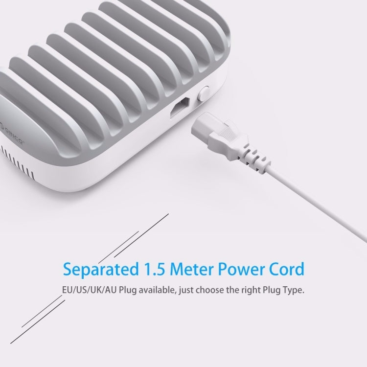 ORICO DUK-10P 120W 10 USB Ports Smart Charging Station with Phone & Tablet Stand, UK Plug(White) by ORICO