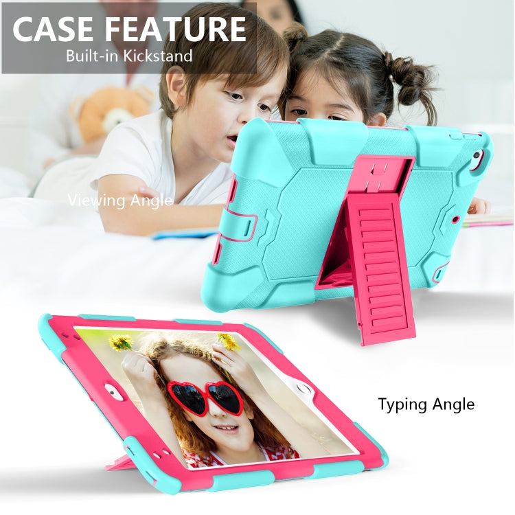 Shockproof Two-color Silicone Protection Shell for iPad Mini 2019 & 4, with Holder (Mint Green+Rose Red) - iPad mini (2019) / mini 5 Cases by buy2fix | Online Shopping UK | buy2fix
