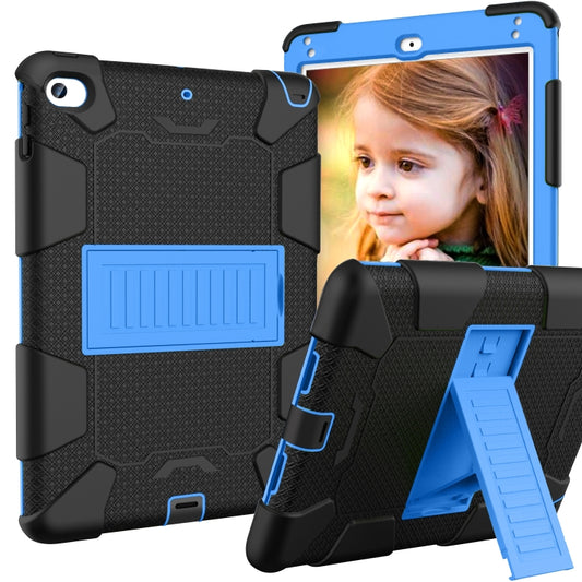 Shockproof Two-color Silicone Protection Shell for iPad Mini 2019 & 4, with Holder (Black+Blue) - iPad mini (2019) / mini 5 Cases by buy2fix | Online Shopping UK | buy2fix
