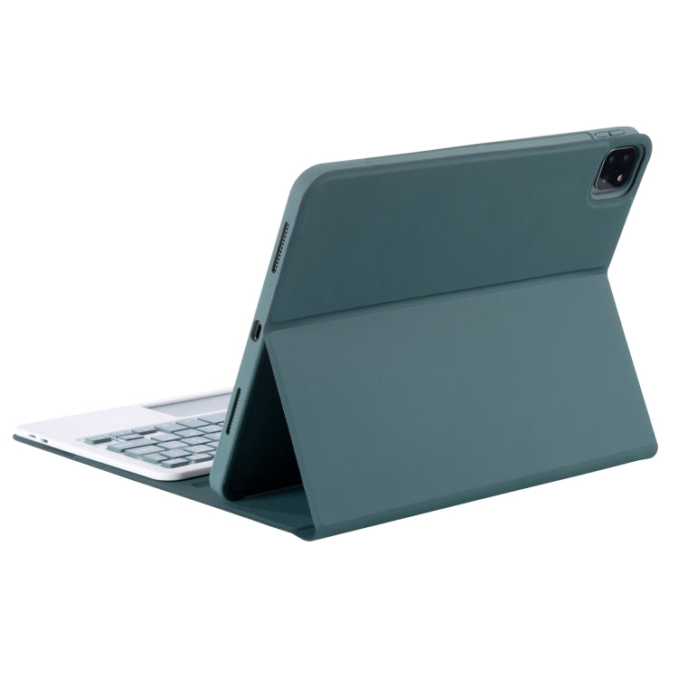 YT11B-A Detachable Candy Color Bluetooth Keyboard Leather Tablet Case with Touch Pad & Pen Slot & Holder for iPad Pro 11 2022 / 2021 / Air 5 / Air 4 (Dark Green) by buy2fix