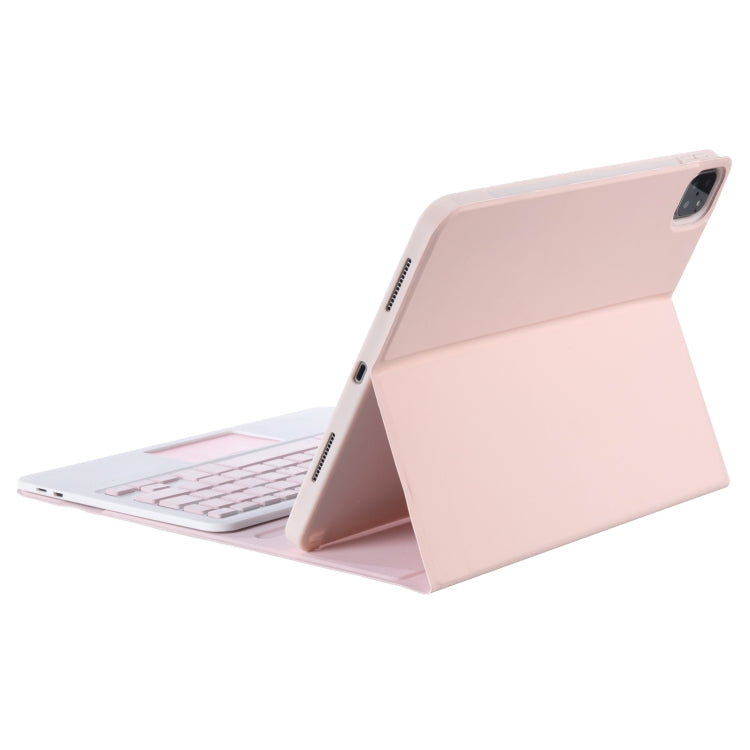 YT11B-A Detachable Candy Color Bluetooth Keyboard Leather Tablet Case with Touch Pad & Pen Slot & Holder for iPad Pro 11 2022 / 2021 / Air 5 / Air 4 (Pink) by buy2fix