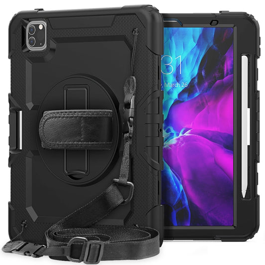For iPad Pro 11 inch (2018) / Pro 11 inch (2020) Shockproof Colorful Silica Gel + PC Protective Tablet Case with Holder & Shoulder Strap & Hand Strap & Pen Slot(Black) - iPad Pro 11 (2020) Cases by buy2fix | Online Shopping UK | buy2fix