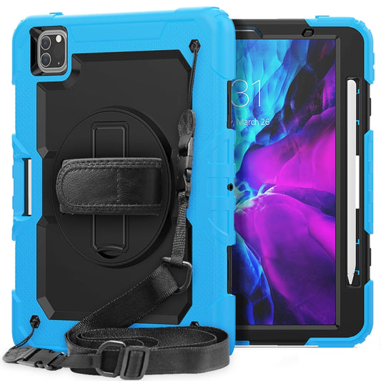 For iPad Pro 11 inch (2018) / Pro 11 inch (2020) Shockproof Colorful Silica Gel + PC Protective Tablet Case with Holder & Shoulder Strap & Hand Strap & Pen Slot(Baby Blue) - iPad Pro 11 (2020) Cases by buy2fix | Online Shopping UK | buy2fix