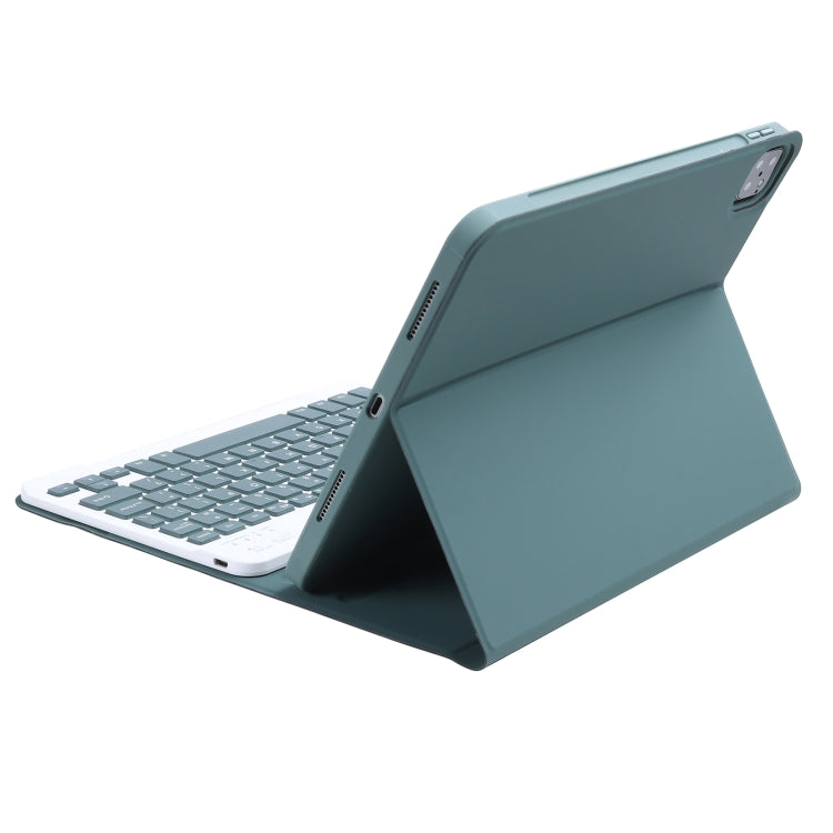 C-11B Detachable Candy Color Bluetooth Keyboard Leather Tablet Case with Pen Slot & Holder for iPad Pro 11 2022 / 2021 / Air 5 / Air 4 (Dark Green) by buy2fix