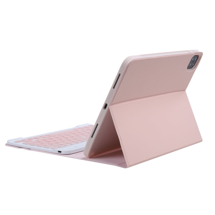 C-11B Detachable Candy Color Bluetooth Keyboard Leather Tablet Case with Pen Slot & Holder for iPad Pro 11 2022 / 2021 / Air 5 / Air 4 (Pink) by buy2fix