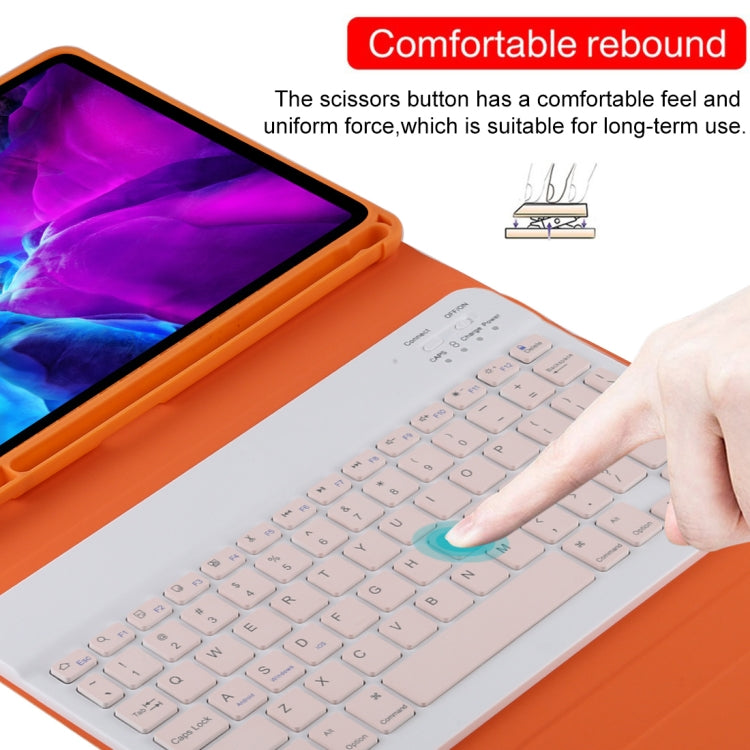 TG11B Detachable Bluetooth Pink Keyboard + Microfiber Leather Tablet Case for iPad Pro 11 inch (2020), with Pen Slot & Holder (Orange) by buy2fix