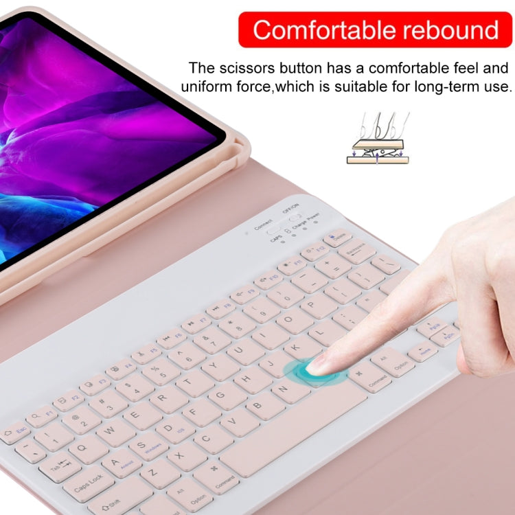 TG11B Detachable Bluetooth Pink Keyboard + Microfiber Leather Tablet Case for iPad Pro 11 inch (2020), with Pen Slot & Holder (Pink) by buy2fix