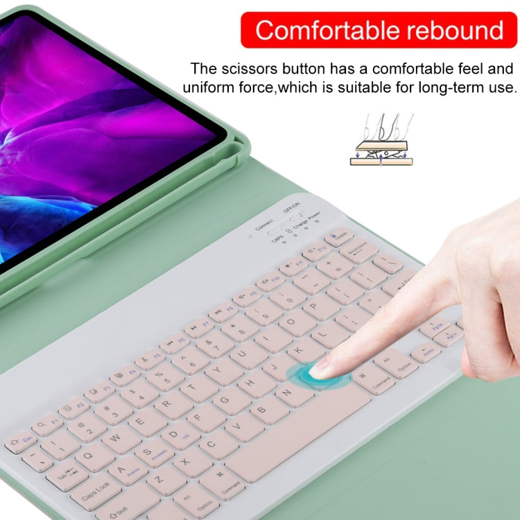 TG11B Detachable Bluetooth Pink Keyboard + Microfiber Leather Tablet Case for iPad Pro 11 inch (2020), with Pen Slot & Holder (Green) by buy2fix