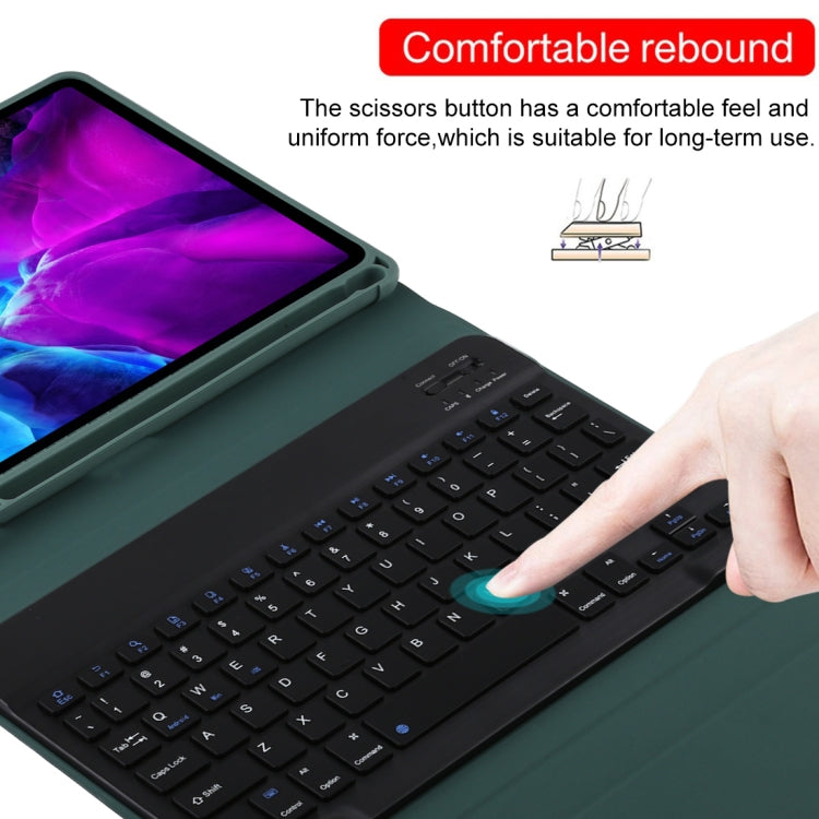 TG11B Detachable Bluetooth Black Keyboard + Microfiber Leather Tablet Case for iPad Pro 11 inch (2020), with Pen Slot & Holder (Dark Green) by buy2fix