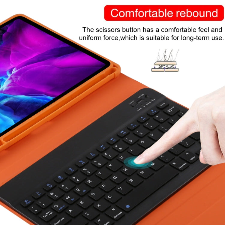 TG11B Detachable Bluetooth Black Keyboard + Microfiber Leather Tablet Case for iPad Pro 11 inch (2020), with Pen Slot & Holder (Orange) by buy2fix