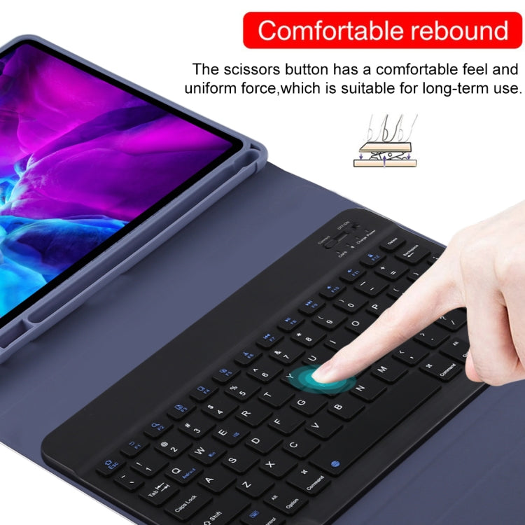 TG11B Detachable Bluetooth Black Keyboard + Microfiber Leather Tablet Case for iPad Pro 11 inch (2020), with Pen Slot & Holder (Purple) by buy2fix