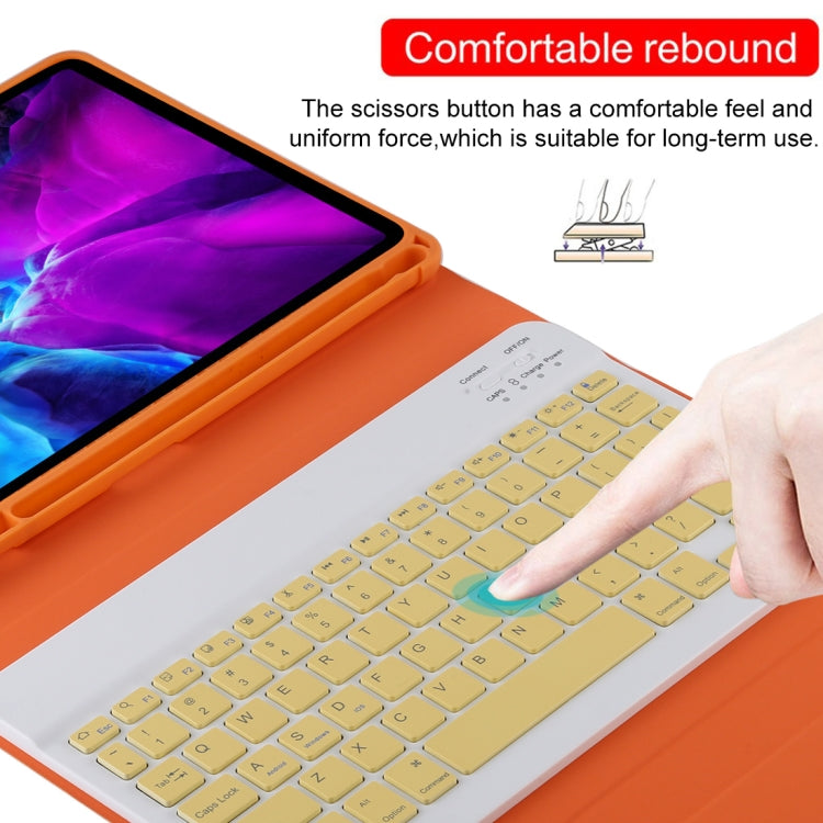 TG11B Detachable Bluetooth Yellow Keyboard + Microfiber Leather Tablet Case for iPad Pro 11 inch (2020), with Pen Slot & Holder (Orange) by buy2fix