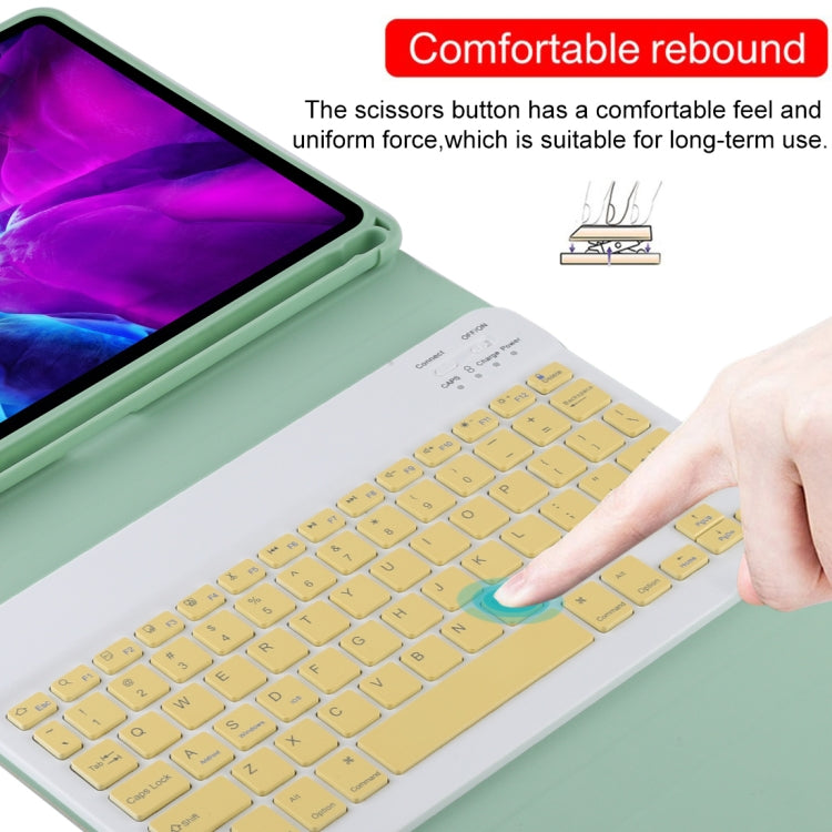 TG11B Detachable Bluetooth Yellow Keyboard + Microfiber Leather Tablet Case for iPad Pro 11 inch (2020), with Pen Slot & Holder (Green) by buy2fix