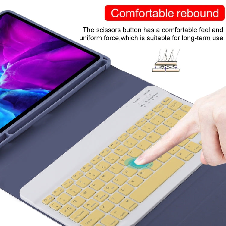TG11B Detachable Bluetooth Yellow Keyboard + Microfiber Leather Tablet Case for iPad Pro 11 inch (2020), with Pen Slot & Holder (Purple) by buy2fix
