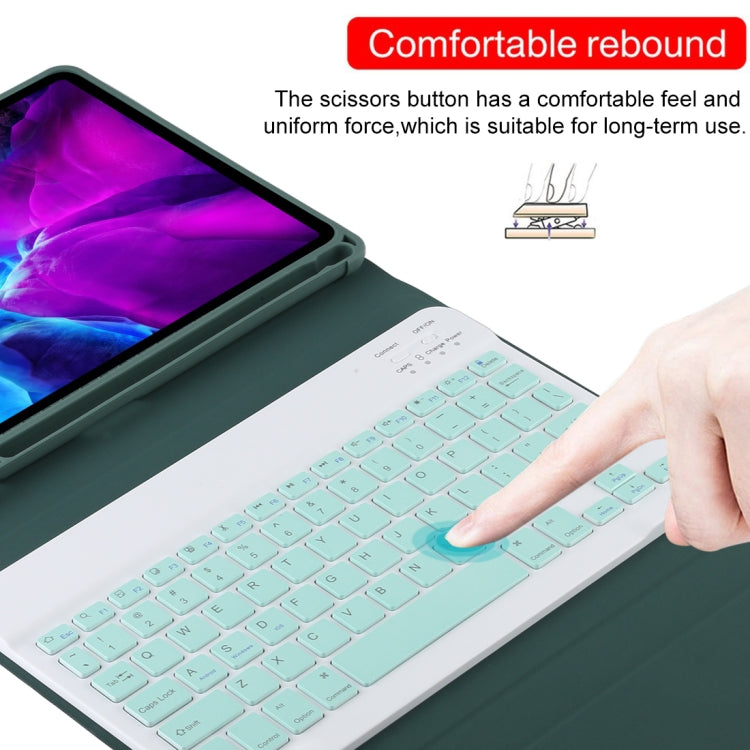 TG11B Detachable Bluetooth Green Keyboard + Microfiber Leather Tablet Case for iPad Pro 11 inch (2020), with Pen Slot & Holder (Dark Green) by buy2fix