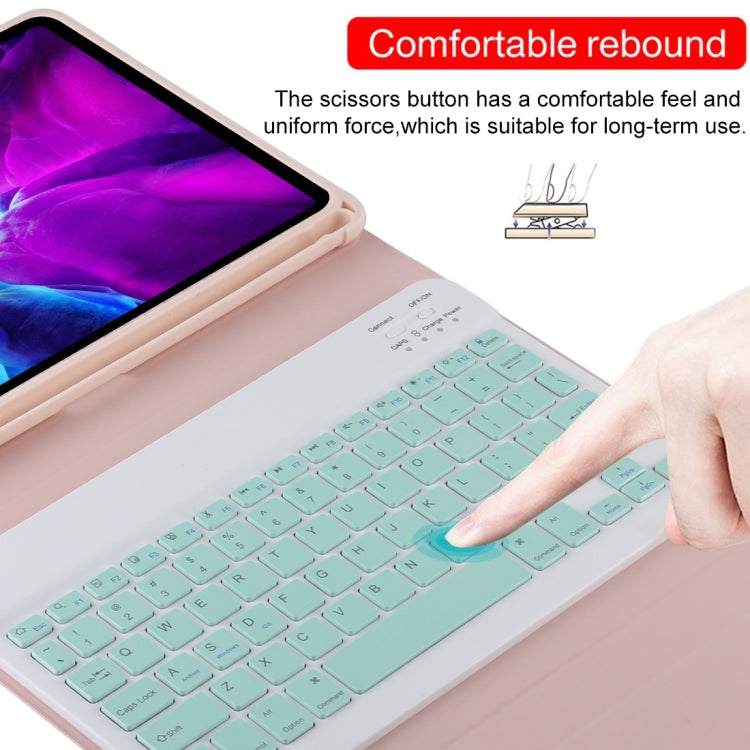 TG11B Detachable Bluetooth Green Keyboard + Microfiber Leather Tablet Case for iPad Pro 11 inch (2020), with Pen Slot & Holder (Pink) by buy2fix