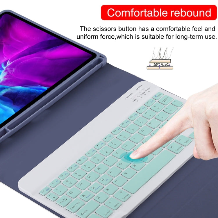 TG11B Detachable Bluetooth Green Keyboard + Microfiber Leather Tablet Case for iPad Pro 11 inch (2020), with Pen Slot & Holder (Purple) by buy2fix
