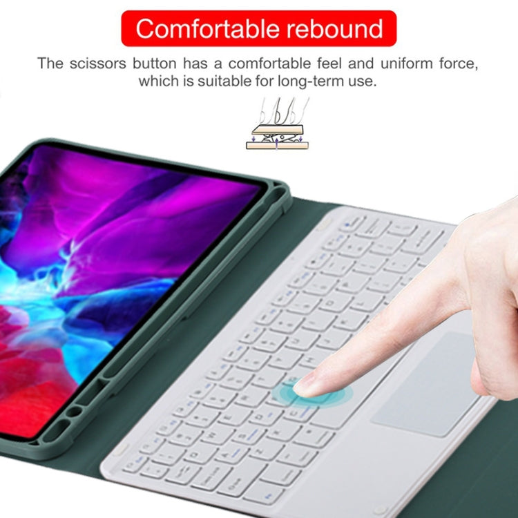 TG11BC Detachable Bluetooth White Keyboard Microfiber Leather Tablet Case for iPad Pro 11 inch (2020), with Touchpad & Pen Slot & Holder (Dark Green) by buy2fix