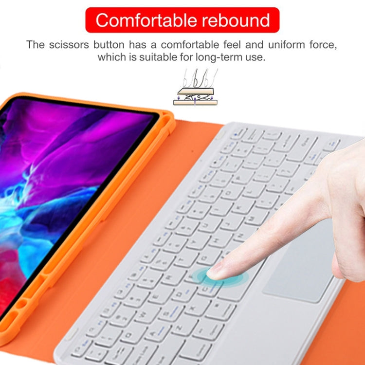 TG11BC Detachable Bluetooth White Keyboard Microfiber Leather Tablet Case for iPad Pro 11 inch (2020), with Touchpad & Pen Slot & Holder (Orange) by buy2fix