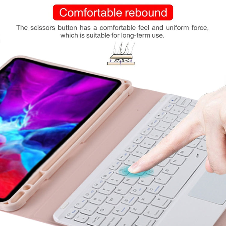 TG11BC Detachable Bluetooth White Keyboard Microfiber Leather Tablet Case for iPad Pro 11 inch (2020), with Touchpad & Pen Slot & Holder (Pink) by buy2fix