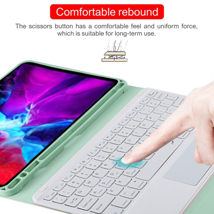 TG11BC Detachable Bluetooth White Keyboard Microfiber Leather Tablet Case for iPad Pro 11 inch (2020), with Touchpad & Pen Slot & Holder (Green) by buy2fix