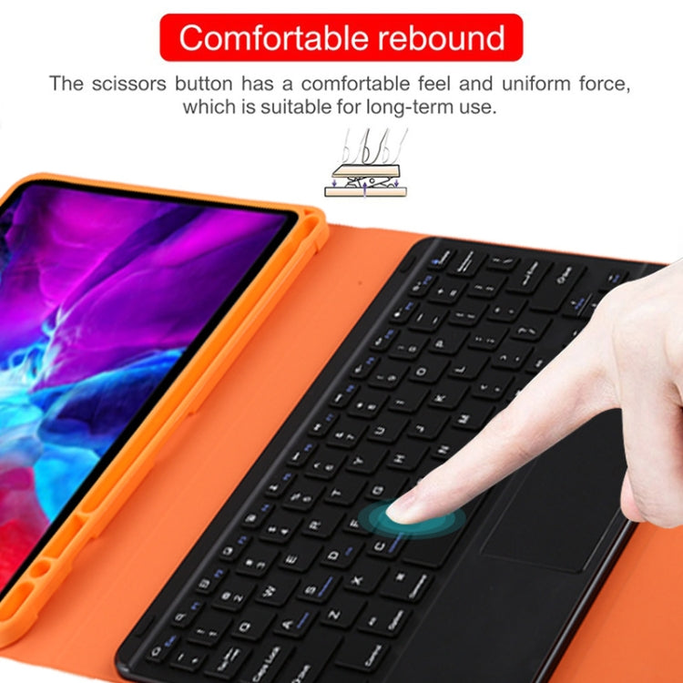 TG11BC Detachable Bluetooth Black Keyboard Microfiber Leather Tablet Case for iPad Pro 11 inch (2020), with Touchpad & Pen Slot & Holder (Orange) by buy2fix