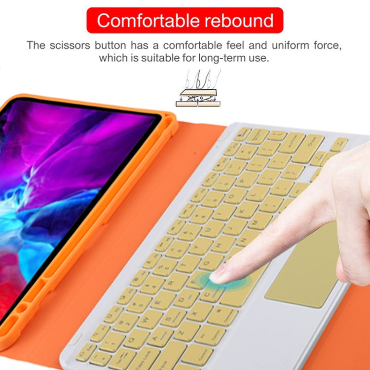 TG11BC Detachable Bluetooth Yellow Keyboard Microfiber Leather Tablet Case for iPad Pro 11 inch (2020), with Touchpad & Pen Slot & Holder (Orange) by buy2fix