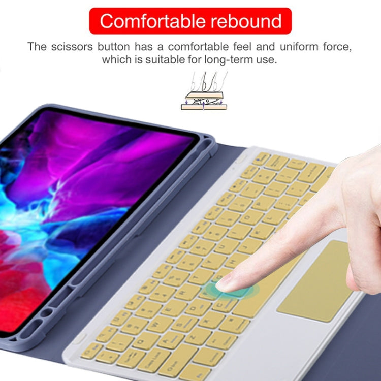 TG11BC Detachable Bluetooth Yellow Keyboard Microfiber Leather Tablet Case for iPad Pro 11 inch (2020), with Touchpad & Pen Slot & Holder (Purple) by buy2fix