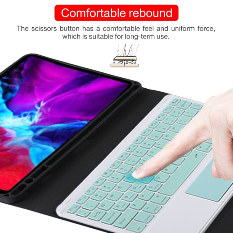 TG11BC Detachable Bluetooth Green Keyboard Microfiber Leather Tablet Case for iPad Pro 11 inch (2020), with Touchpad & Pen Slot & Holder (Black) by buy2fix