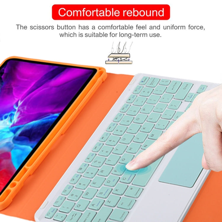 TG11BC Detachable Bluetooth Green Keyboard Microfiber Leather Tablet Case for iPad Pro 11 inch (2020), with Touchpad & Pen Slot & Holder (Orange) by buy2fix
