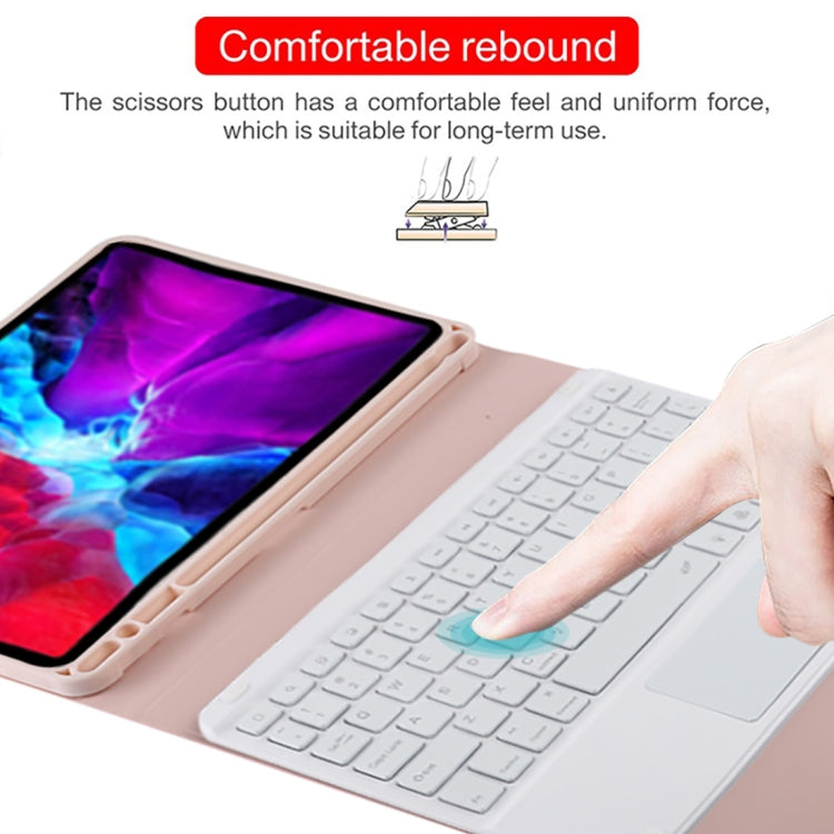 TG11BCS Detachable Bluetooth White Keyboard Microfiber Leather Tablet Case for iPad Pro 11 inch (2020), with Backlight & Touchpad & Pen Slot & Holder (Pink) by buy2fix