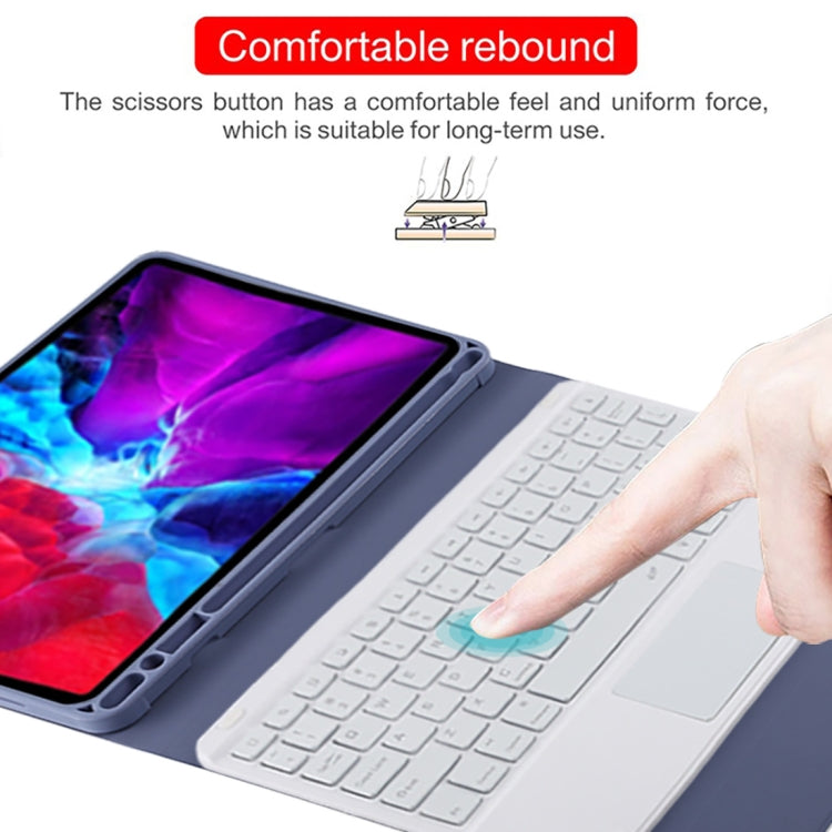 TG11BCS Detachable Bluetooth White Keyboard Microfiber Leather Tablet Case for iPad Pro 11 inch (2020), with Backlight & Touchpad & Pen Slot & Holder (Purple) by buy2fix