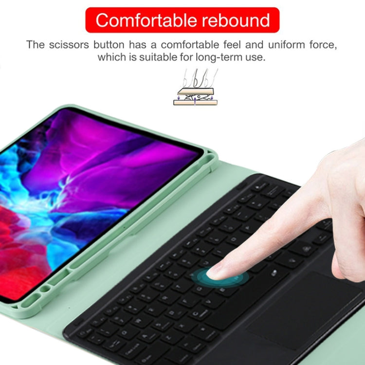 TG11BCS Detachable Bluetooth Black Keyboard Microfiber Leather Tablet Case for iPad Pro 11 inch (2020), with Backlight & Touchpad & Pen Slot & Holder (Green) by buy2fix