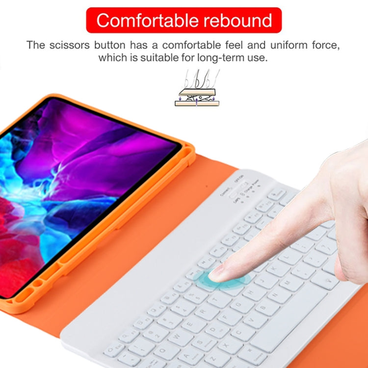 TG11BS Detachable Bluetooth White Keyboard Microfiber Leather Tablet Case for iPad Pro 11 inch (2020), with Backlight & Pen Slot & Holder (Orange) by buy2fix