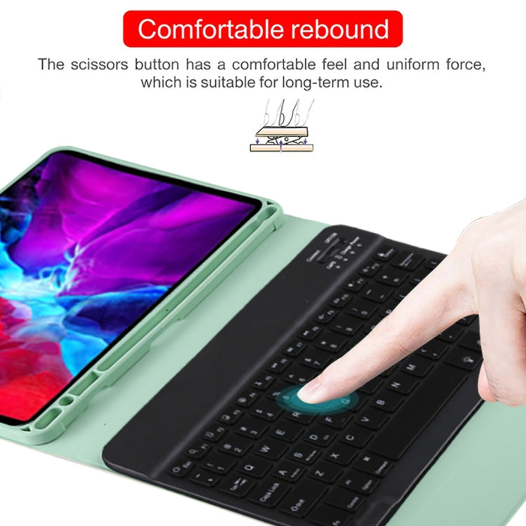TG11BS Detachable Bluetooth Black Keyboard + Microfiber Leather Tablet Case for iPad Pro 11 inch (2020), with Backlight & Pen Slot & Holder(Green) by buy2fix