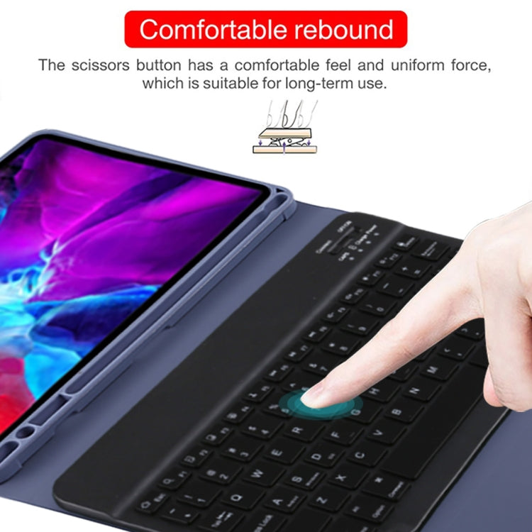 TG11BS Detachable Bluetooth Black Keyboard + Microfiber Leather Tablet Case for iPad Pro 11 inch (2020), with Backlight & Pen Slot & Holder(Purple) by buy2fix