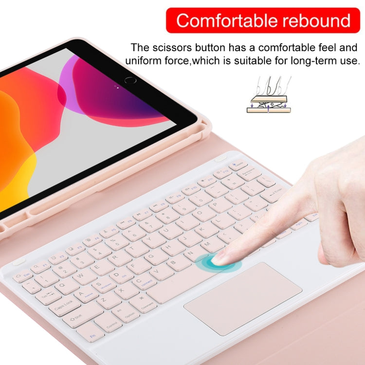 TG-102BC Detachable Bluetooth Pink Keyboard + Microfiber Leather Tablet Case for iPad 10.2 inch / iPad Air (2019), with Touch Pad & Pen Slot & Holder(Pink) by buy2fix