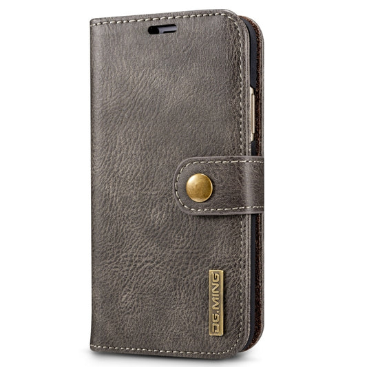 For iPhone X / XS DG.MING Crazy Horse Texture Horizontal Flip Detachable Magnetic Protective Case with Holder & Card Slots & Wallet(Grey) by DG.MING