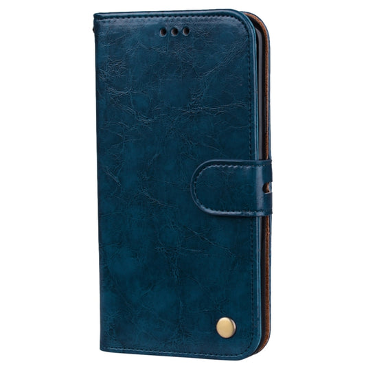 For iPhone X / XS Business Style Oil Wax Texture Horizontal Flip Leather Case with Holder & Card Slots & Wallet (Blue) by buy2fix