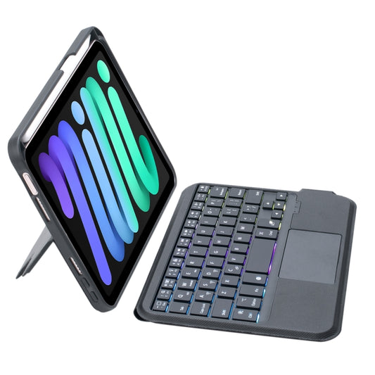 T06-AS For iPad mini6 / mini 7 Touch Backlight Split Type Bluetooth Keyboard Leather Case by buy2fix