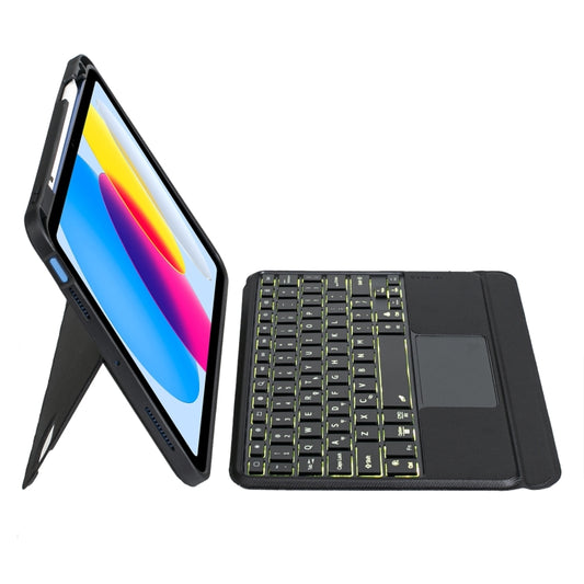 T10-AS For iPad 11 2025 / 10th Gen 10.9 2022 Touch Backlight Split Type Bluetooth Keyboard Leather Case by buy2fix