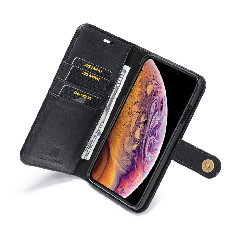 For iPhone XS Max DG.MING Crazy Horse Texture Flip Detachable Magnetic Leather Case with Holder & Card Slots & Wallet (Black) by DG.MING