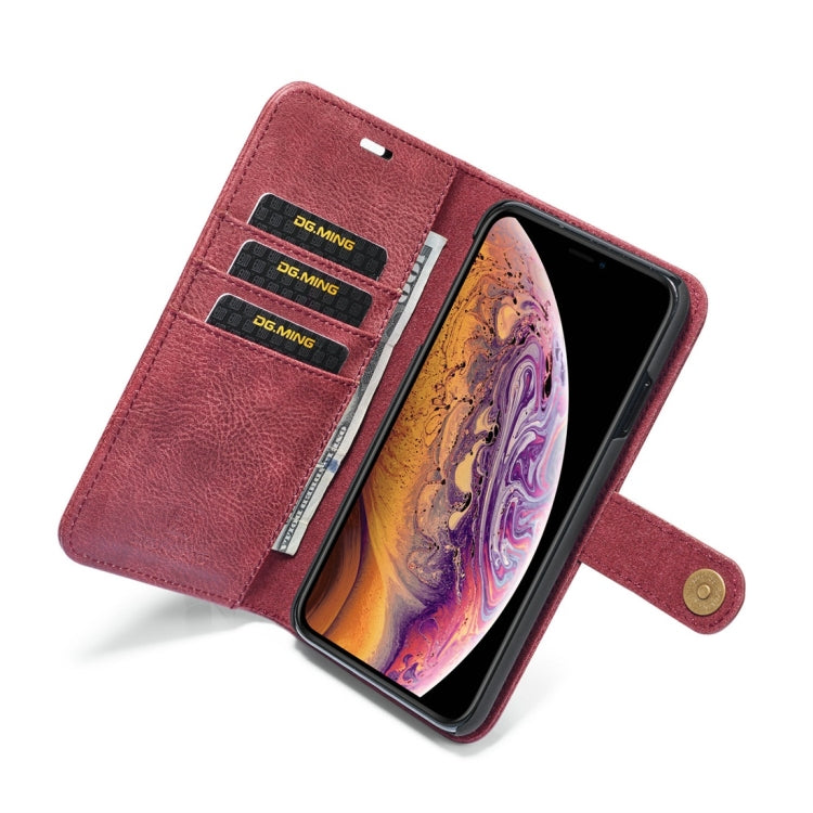 For iPhone XS Max DG.MING Crazy Horse Texture Flip Detachable Magnetic Leather Case with Holder & Card Slots & Wallet (Red) by DG.MING