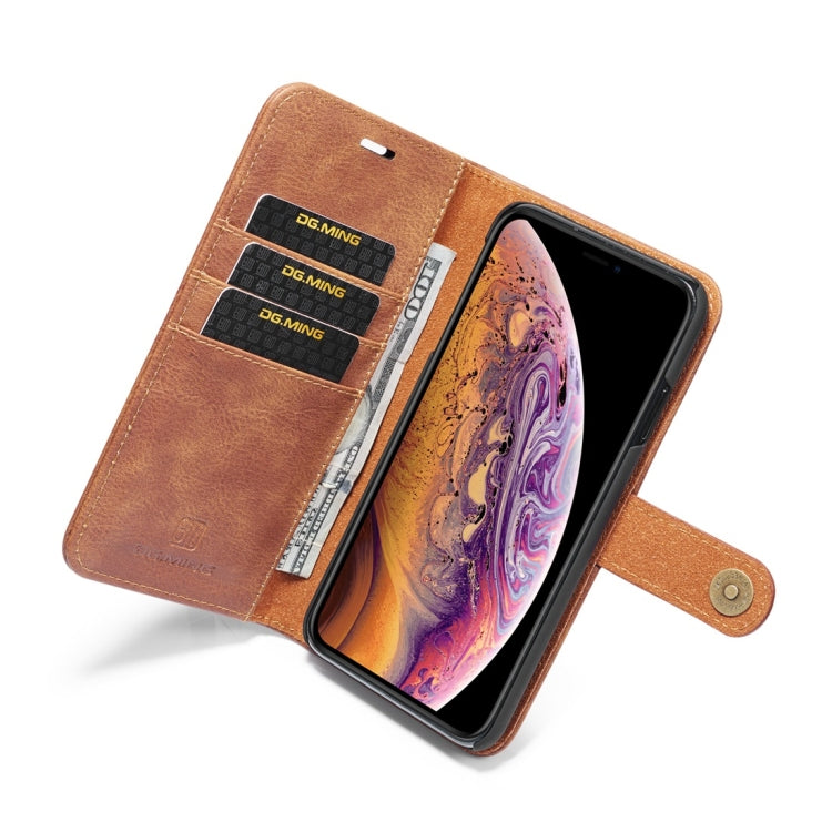 For iPhone XS Max DG.MING Crazy Horse Texture Flip Detachable Magnetic Leather Case with Holder & Card Slots & Wallet (Brown) by DG.MING