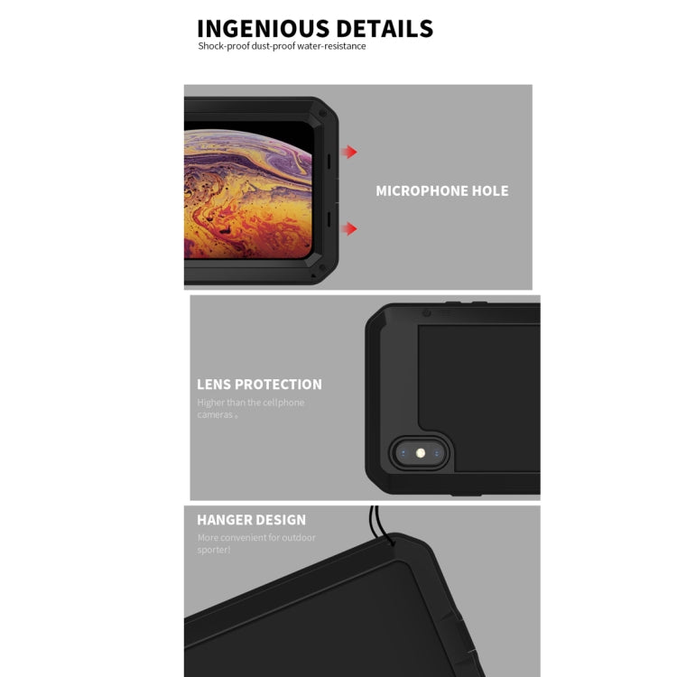 For iPhone XS Max Waterproof Dustproof Shockproof Aluminum Alloy + Tempered Glass + Silicone Case (Black) - More iPhone Cases by buy2fix | Online Shopping UK | buy2fix