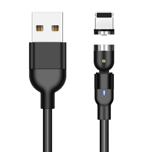 1m 2A Output USB to 8 Pin Nylon Braided Rotate Magnetic Charging Cable(Black) by buy2fix